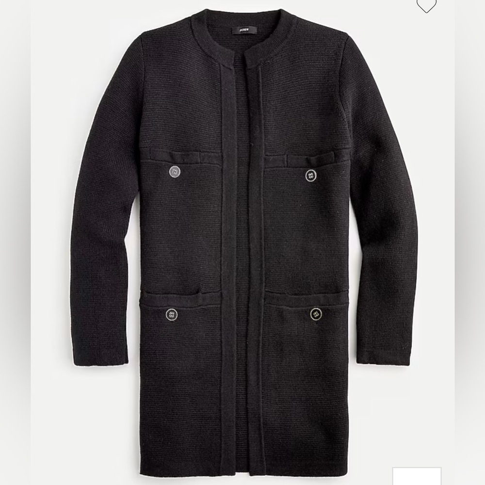 J. Crew Front pocket alpaca blend knit Jacket Black size small sweater coatigan